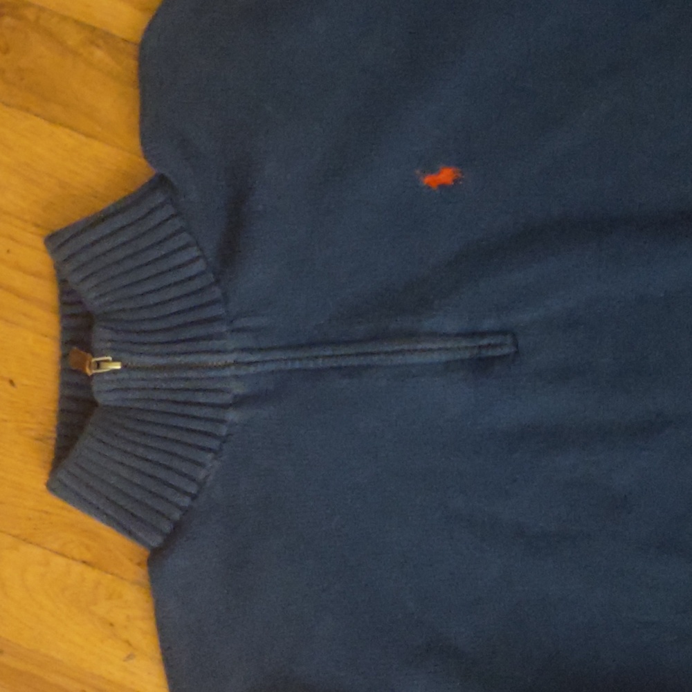 Men's Polo Ralph Lauren Blue Zip-Up Sweater Size LARGE - Picture 2 of 8
